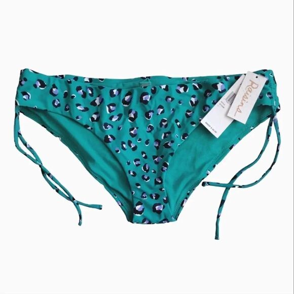 Raisins Green Blue Leopard Side Ties Hipster Bikini Swim Bottoms Large NWT - Picture 1 of 16